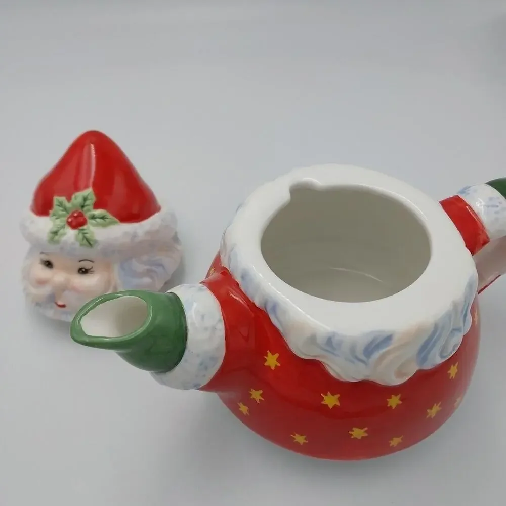 Traditions Holiday Celebration Santa Claus Tea‎ Pot Cup Combo Vtg Christmas